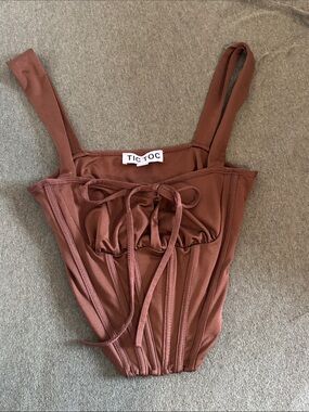 TIC TOC Brown Corset-Style Top